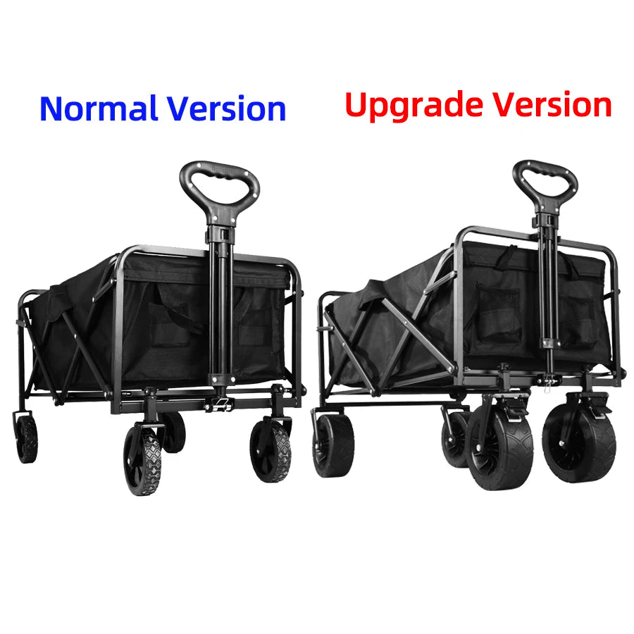 Heavy Duty Outdoor Folding Wagon Cart Large Capacity Collapsible Utility Trolley Portable for Garden Beach Camping