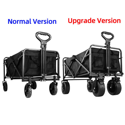 Heavy Duty Outdoor Folding Wagon Cart Large Capacity Collapsible Utility Trolley Portable for Garden Beach Camping