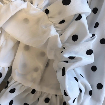 Backless Sexy Halter Beach Babydoll Crop Tops Women Polka Dots V Neck Sleeveless T Shirt Ruffles Basic Tees Not-Padded Pad