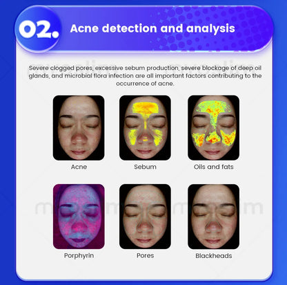 21.5 Inch X5 Facial Skin Analyzer, 3D AI Hair Scanner, 8 Spectrum Light, Beauty Analysis Machine for Salon Care