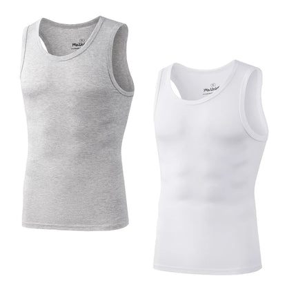 2Pcs/Pack Men's Tank Top Sleeveless Gym T-Shirt Man Vest Solid Color Compression Undershirts Men Tops High-Quality Bamboo Fiber