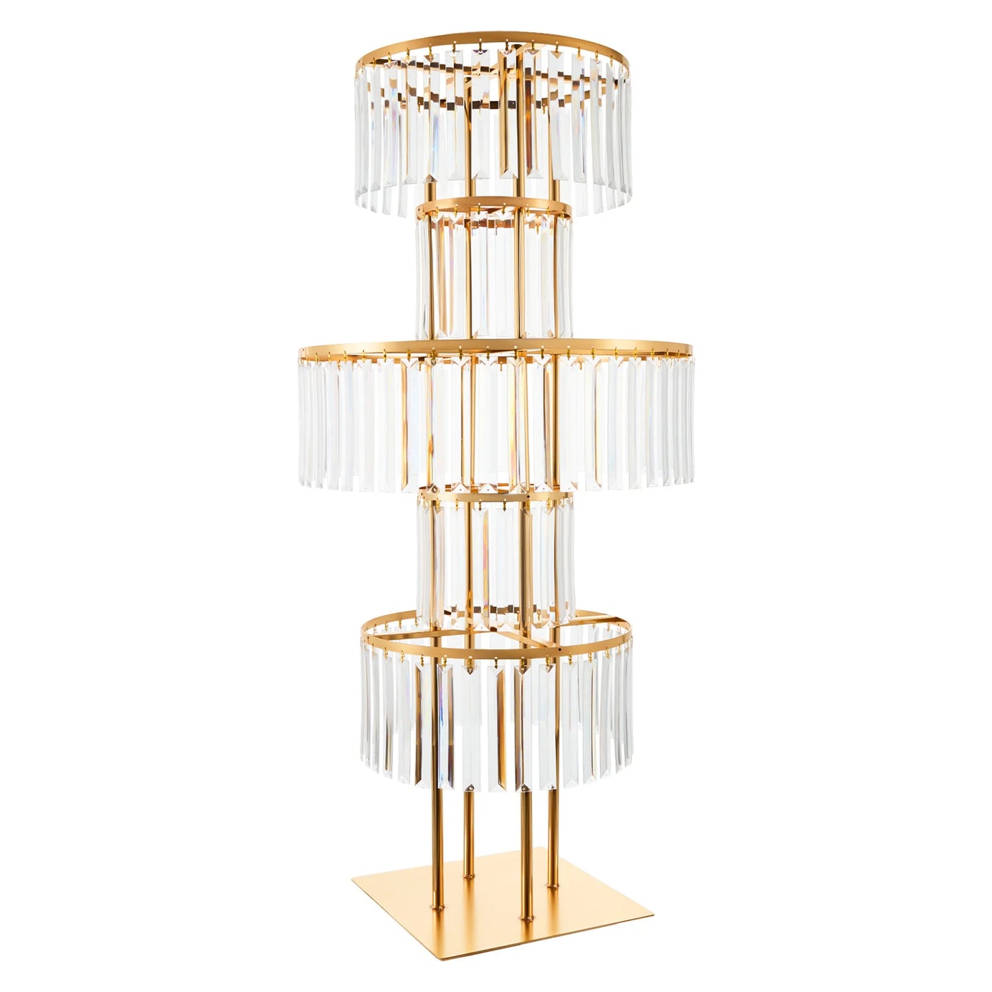 5 Tiers Wedding Centerpieces Flower Stand, 110cm Acrylic Crystal Flower Vase Rack Floor Table Decor Display Holder, Gold/Silver