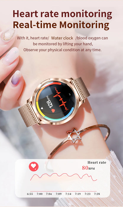 LIGE 2025 New Smart Watch For Women AMOLED HD Screen Watches IP68 Waterproof Heart Rate Monitor Ladies Utra-thin Smartwatch