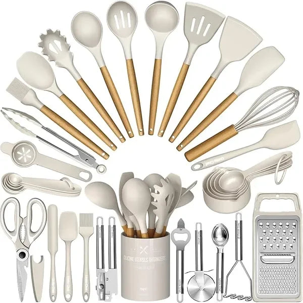 Silicone Utensils with Wooden Handles — product image