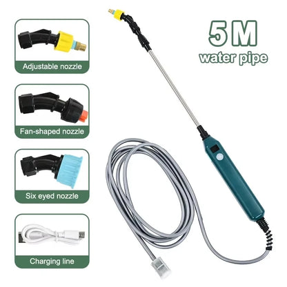 2400mAh High Pressure Electric Garden Sprayer Portable Plant Watering Tool With 3 Mist Nozzles For Lawn Crop Irrigation