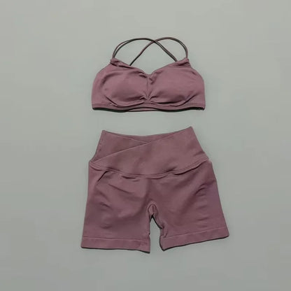 2Pcs HISTELLO Vision Sports Set Strappy Seamless Bra Scrunch Butt Lifting Stretch Breathable Gym Fitness Pilates Workout Sets