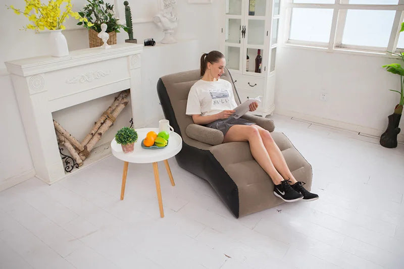 1Pc Inflatable Lazy Sofa Home Leisure Fashion Comfortable  Inflatable Air Sleeping Bed Indoor Collapsible Bed Leisure Sofa