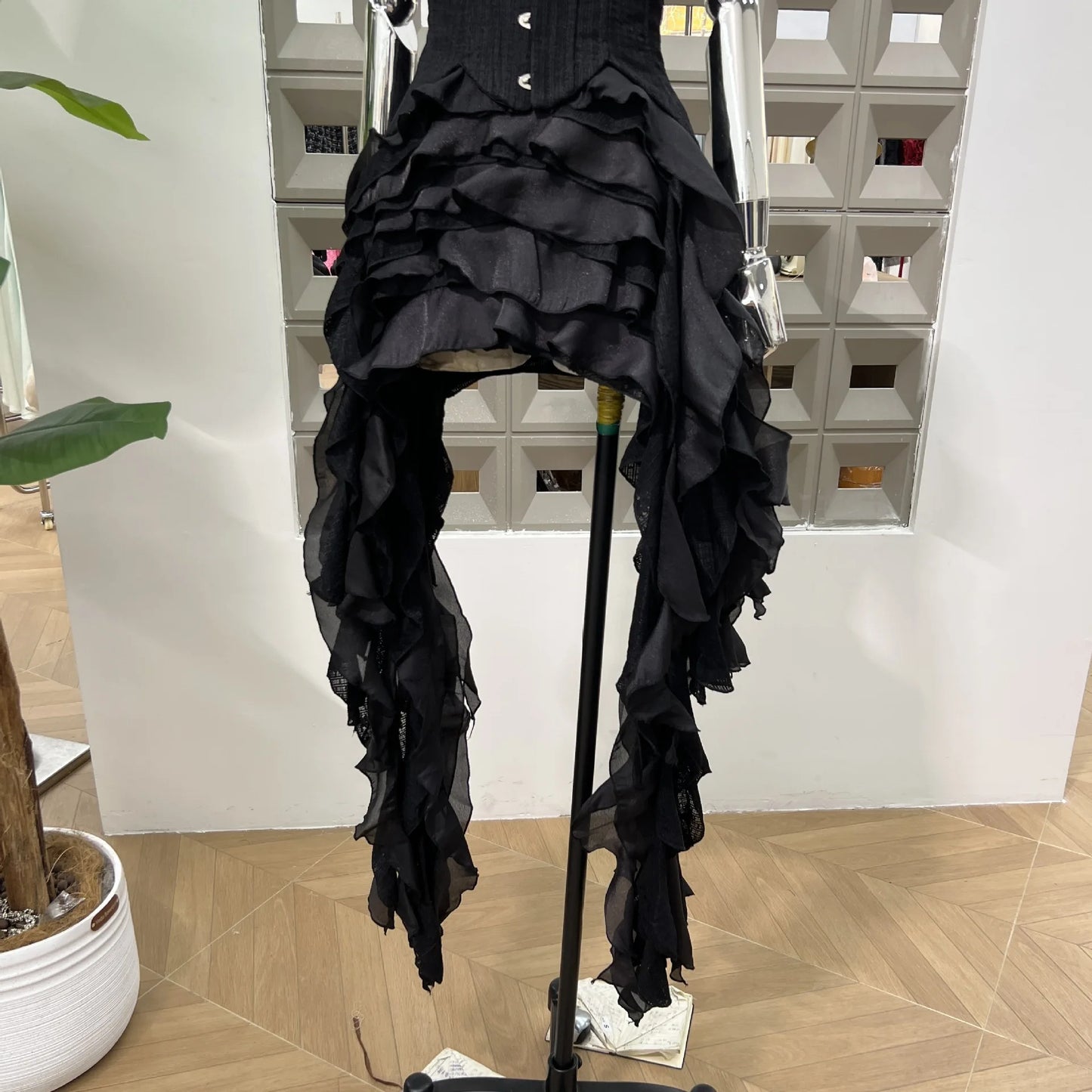 DFDG Hanging Neck High-quality Long Skirt Irregular Design Solid Color 2025 Summer New Women's Waist Cinching Slimming Dress