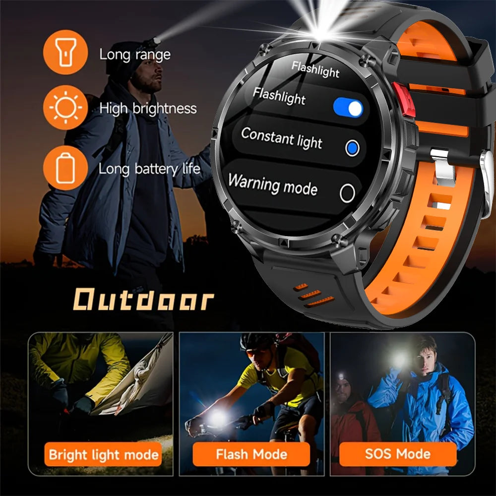 2026 T-Rex3 Ultra 1100mAh Battery 170+Sport Fitness LED Flashlight IP68 Waterproof Bluetooth call GPS track Smartwatch Compass