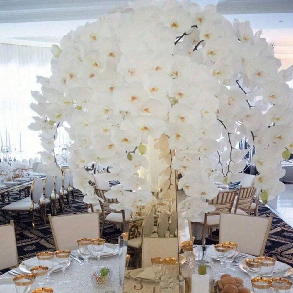 6pcs Lifelike Artificial Orchids - 9 Blooms Each, Silk Butterfly Orchid Stems for Elegant Home & Wedding Decor Perfect Gift