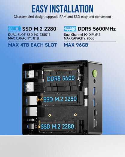 GMKtec K8 Plus Mini PC AMD R7-8845HS NUCBOX Window 11 Pro AMD Radeon™ 780M Oculink*1（PCIE GEN4*4)） DDR5 5600MHz