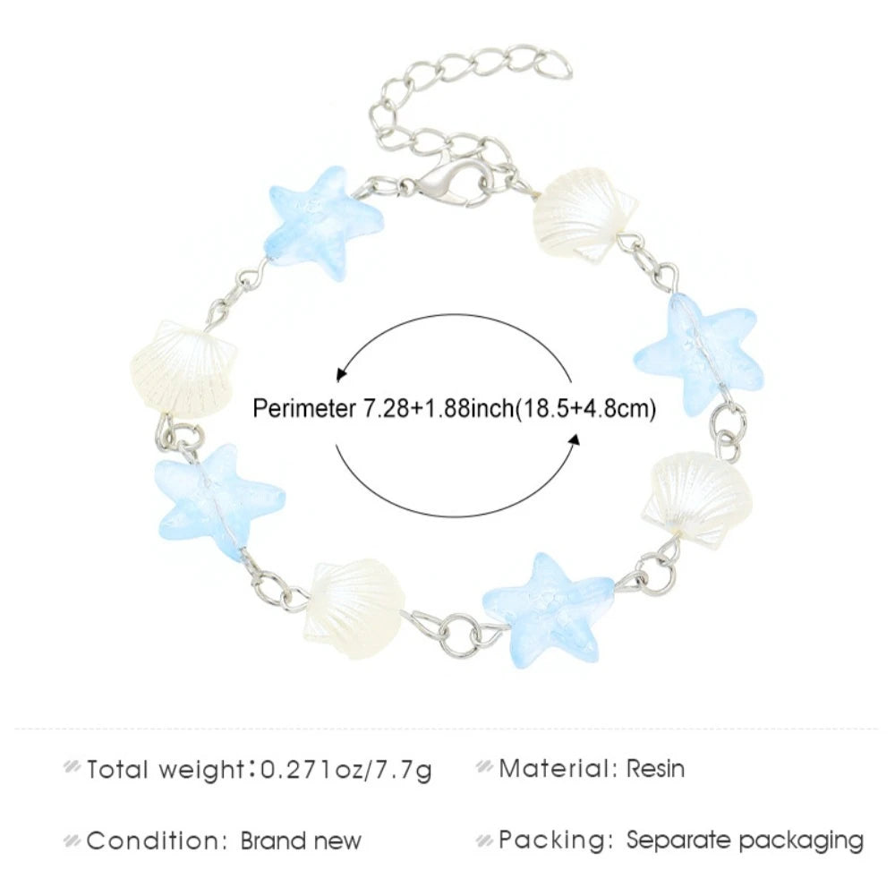 Bohemia Fashion Colorful Natural Stone Shells Starfish Conch Splicing Beaded Bracelet for Women Summer Beach Ocean Jewelry Gifts