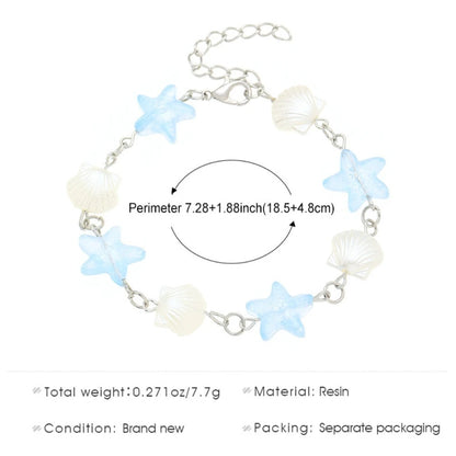 Bohemia Fashion Colorful Natural Stone Shells Starfish Conch Splicing Beaded Bracelet for Women Summer Beach Ocean Jewelry Gifts