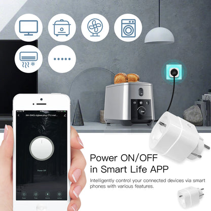 Moes ZigBee Tuya Socket Power Plug 16A Smart APP Wireless Socket Outlet Functional Energy Monitor Timer Alexa Google EU