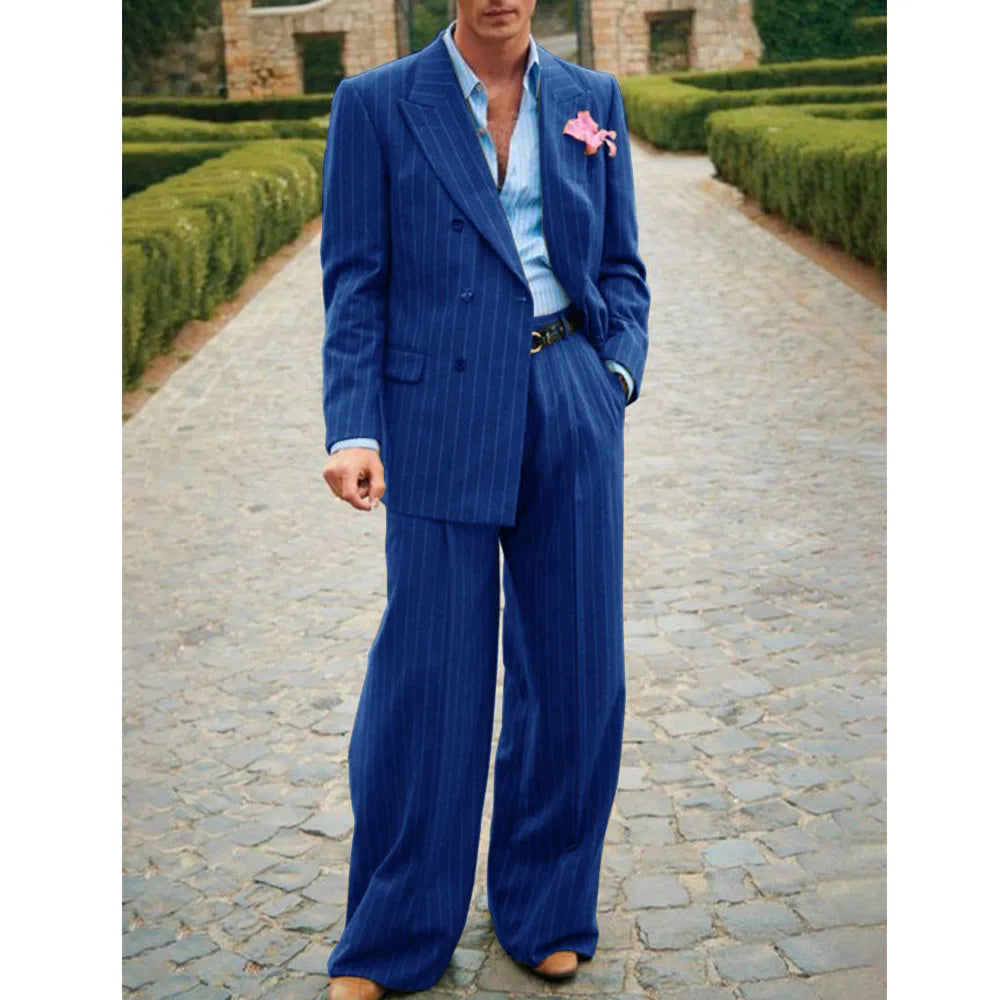 Men's Striped Suit Two Piece Suit Elegant Fashion Suit Casual Fashion Work Wear Party Dress Men's Commuter Wear Men's Clothing