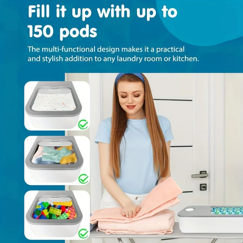 Laundry Pod Container with Sliding Lid, Holds Up to 150 Laundry Pods  Laundry Room Organization and Storage Laundry Detergent