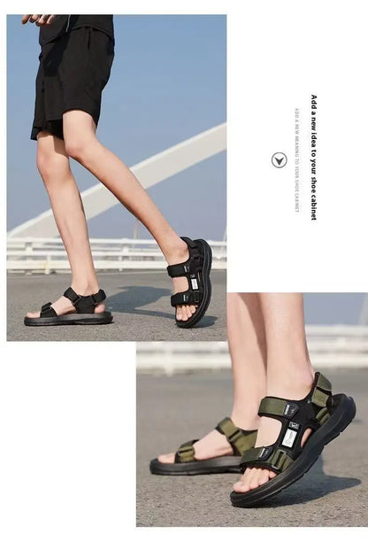 A Pair of New Summer Wear-Resistant Men's Sandals, Breathable Casual Business Beach Shoes, Thick-Soled Non-Slip Soft-Soled Shoes