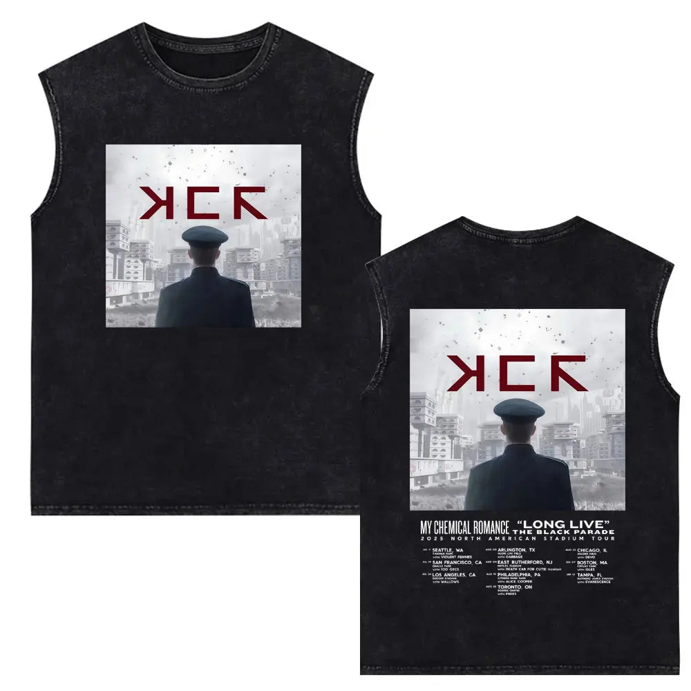 My Chemical Romance Vintage Washed Tank Tops Three Cheers for Sweet Revenge Sleeveless Vest Men Retro Punk Emo Rock Band T-shirt