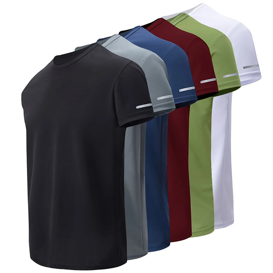 2/4/6Piece Four Seasons Men's Solid Color Round Neck Short Sleeve Top With Printed Cuffs Youth Sports And Leisure T-shirt trendy