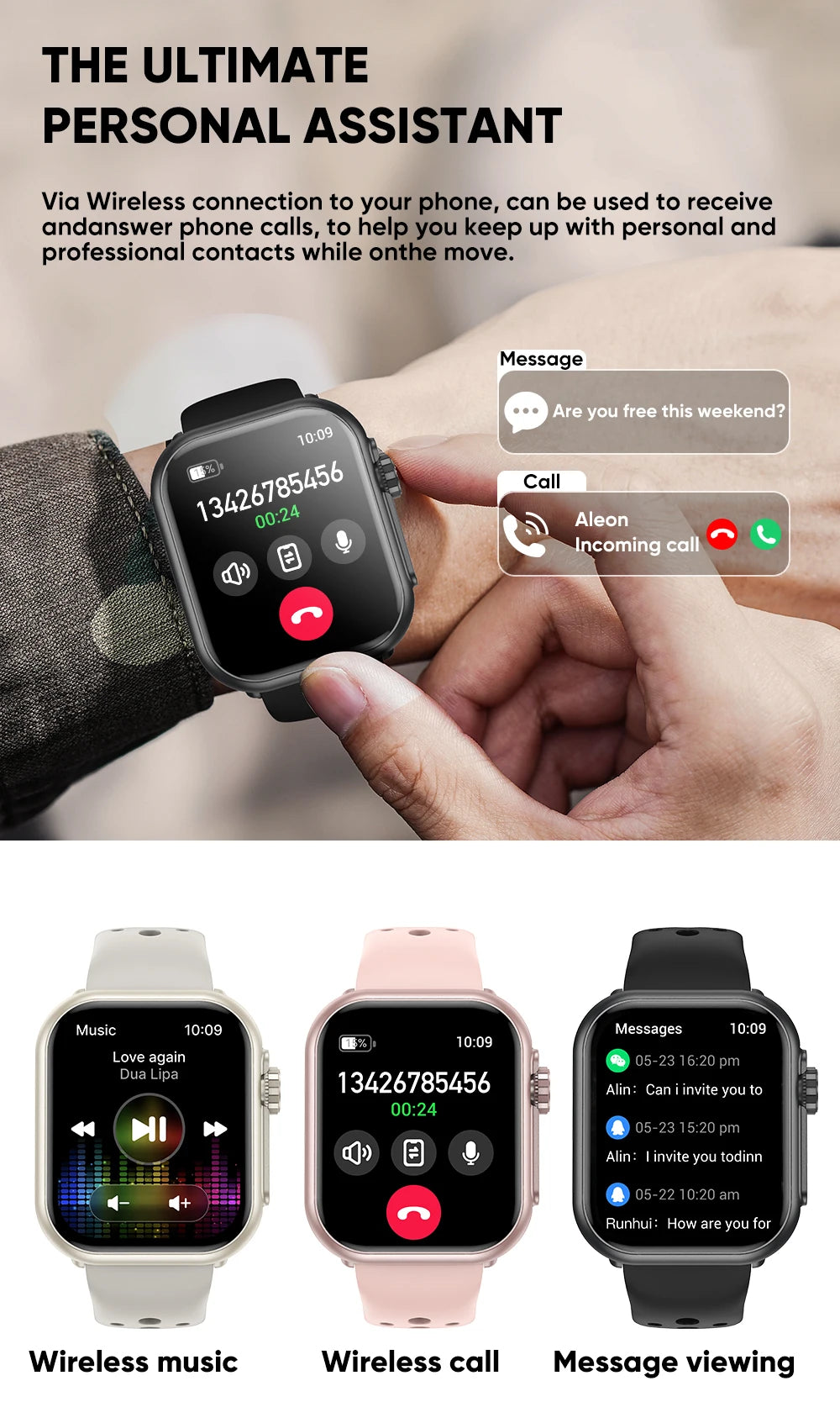 2026 Fashion Women Watch Ultra2 SE Smart Watches 1000mAh 1.85"AMOLED Full Touch Screen BT Call Smartwatch For Android IOS Ladies