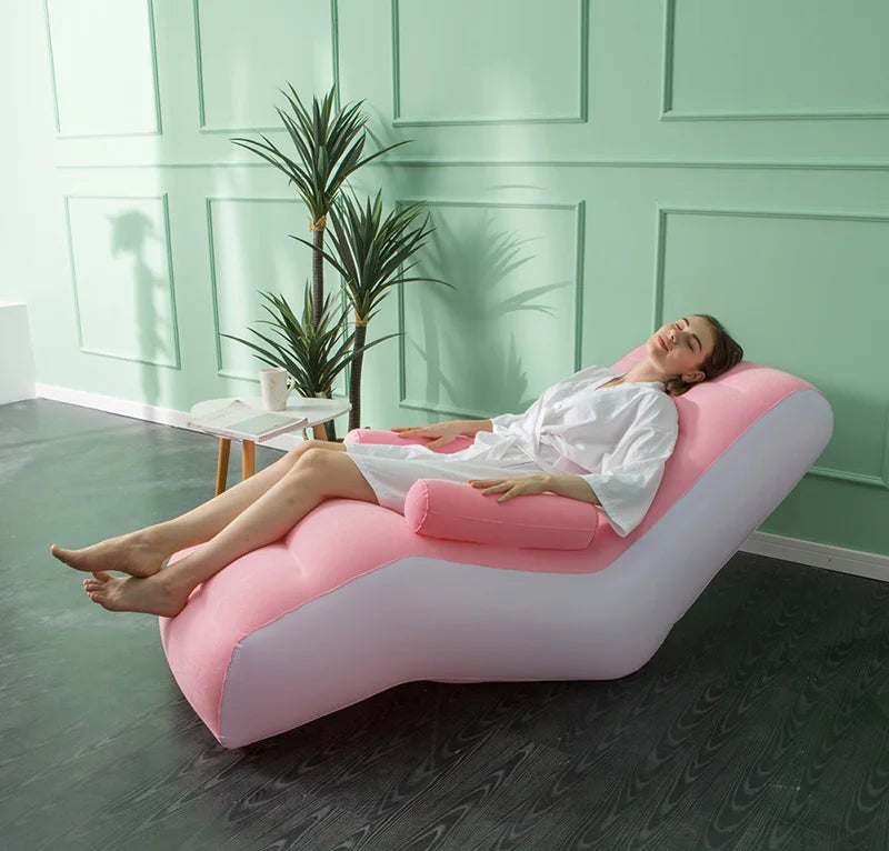 1Pc Inflatable Lazy Sofa Home Leisure Fashion Comfortable  Inflatable Air Sleeping Bed Indoor Collapsible Bed Leisure Sofa