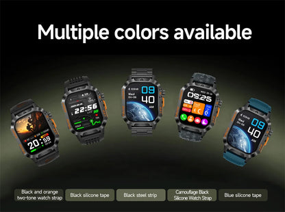 2026 New 1200 mAh Battery Military Smartwatch Men 5ATM Waterproof Fitness Tracker Health Heart Rate Smart Watch For iOS Android
