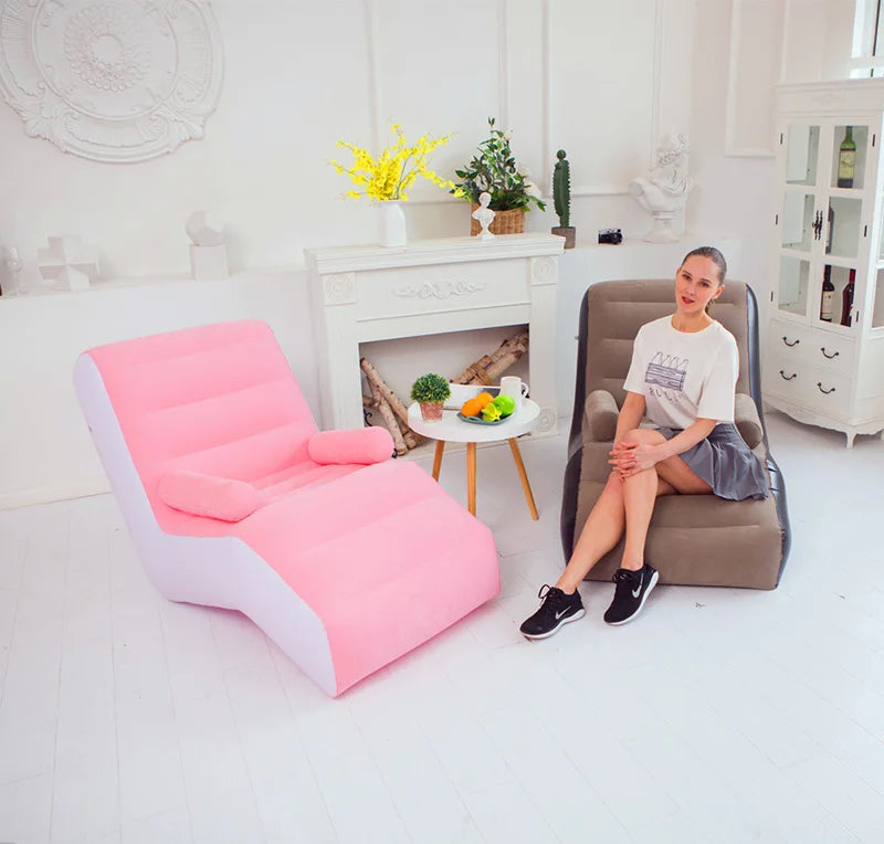 1Pc Inflatable Lazy Sofa Home Leisure Fashion Comfortable  Inflatable Air Sleeping Bed Indoor Collapsible Bed Leisure Sofa