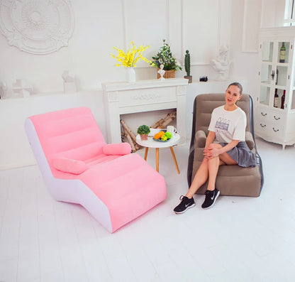 1Pc Inflatable Lazy Sofa Home Leisure Fashion Comfortable  Inflatable Air Sleeping Bed Indoor Collapsible Bed Leisure Sofa