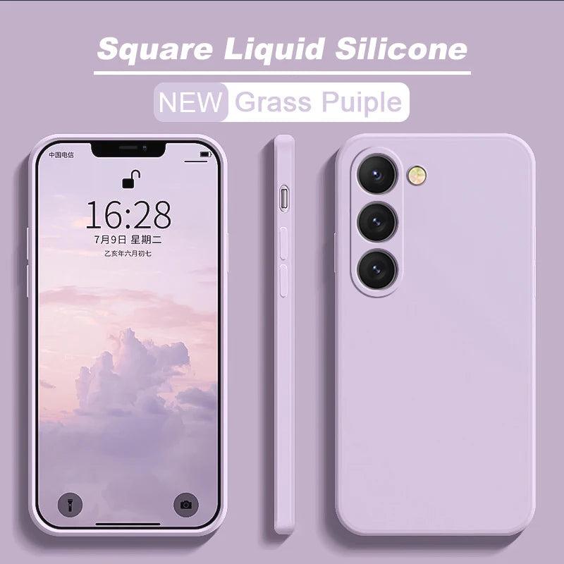 S26 S25 Ultra Case Square Liquid Silicone Phone Case For Samsung Galaxy S26 S25 S24 S23 S22 Ultra Plus S26Ultra Cases Soft Cover