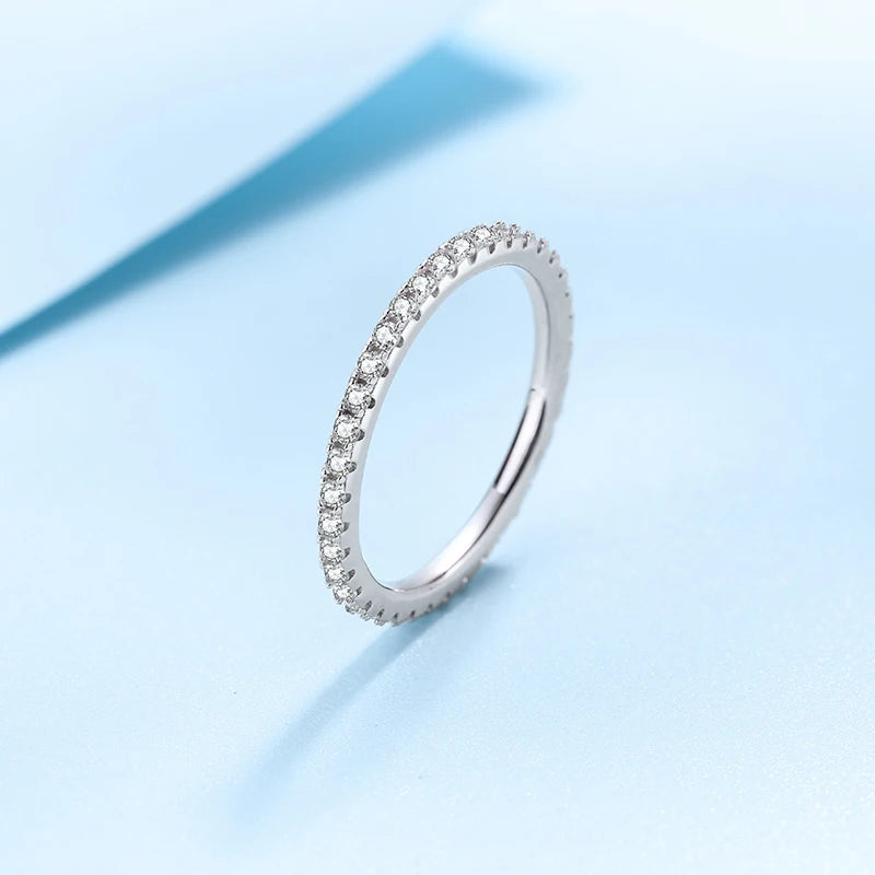 1.0mm-3.5mm Round Brilliant Cut Moissanite Wedding Rings Half Eternity Band 925 Silver Lab Diamond Wedding Ring With Certificate