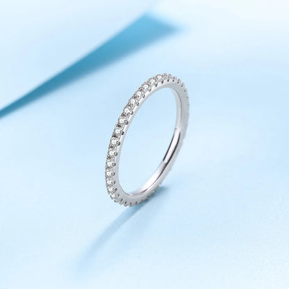 1.0mm-3.5mm Round Brilliant Cut Moissanite Wedding Rings Half Eternity Band 925 Silver Lab Diamond Wedding Ring With Certificate