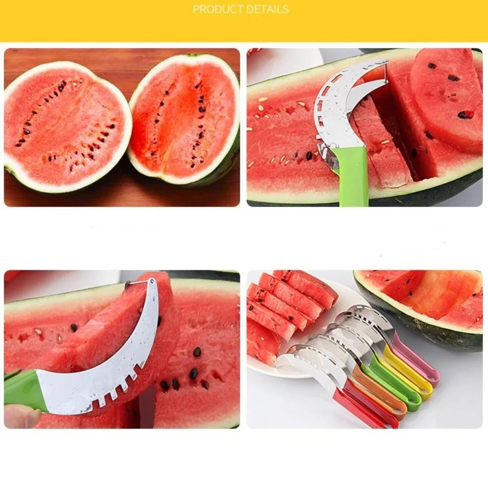 Stainless Steel Watermelon Slicer Non-slip Cutter Melon Cutter Plastic Wrap Handle Not Hurt Hands Fruit Cutting Tool Summer