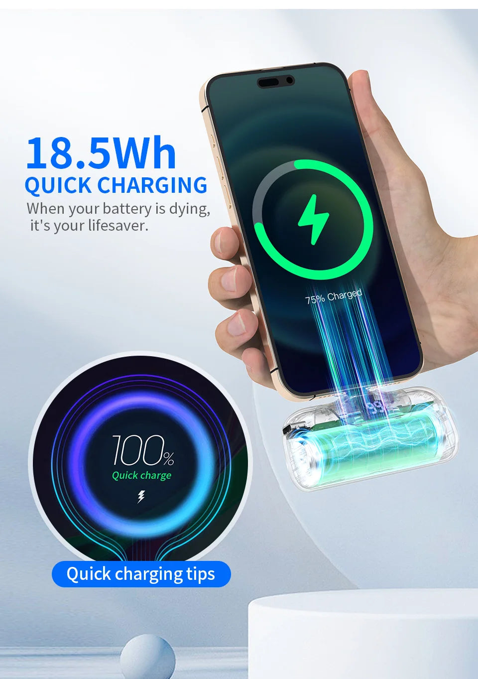 Portable Charger 5000mAh Fast Charging Mini Power Bank Type C for HUAWEI iPhone Samsung Xiaomi Redmi External Battery Powerbank