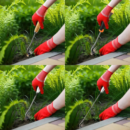 2 In 1 Garden Rake Manual WSeed Grass Rooting Tool Puller Shovel 4 Teeth Weeding Removal Hand Gardening Loose Soil Tool Weeder