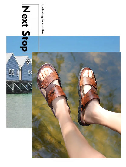 Fashion Sandals Men Summer Comfortable Adult Men's  Casual Slippers Beach Shoes For Men Non-slip Open-toe Sandals Male