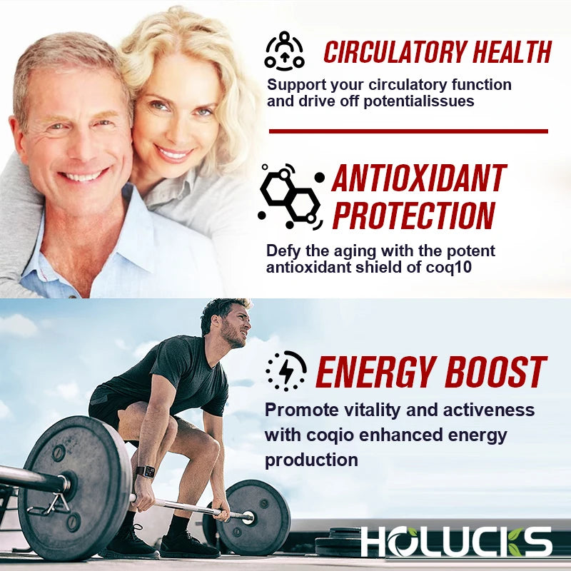 CoQ10 Supplement, for Cardiovascular & Heart Health, Anti-Aging, Energy Boost, Promote Vitality, Super Absorption, Non-GMO