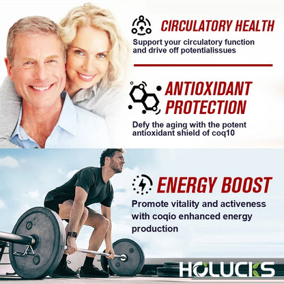 CoQ10 Supplement, for Cardiovascular & Heart Health, Anti-Aging, Energy Boost, Promote Vitality, Super Absorption, Non-GMO