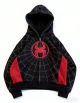 Spider Print Hooded Cardigan