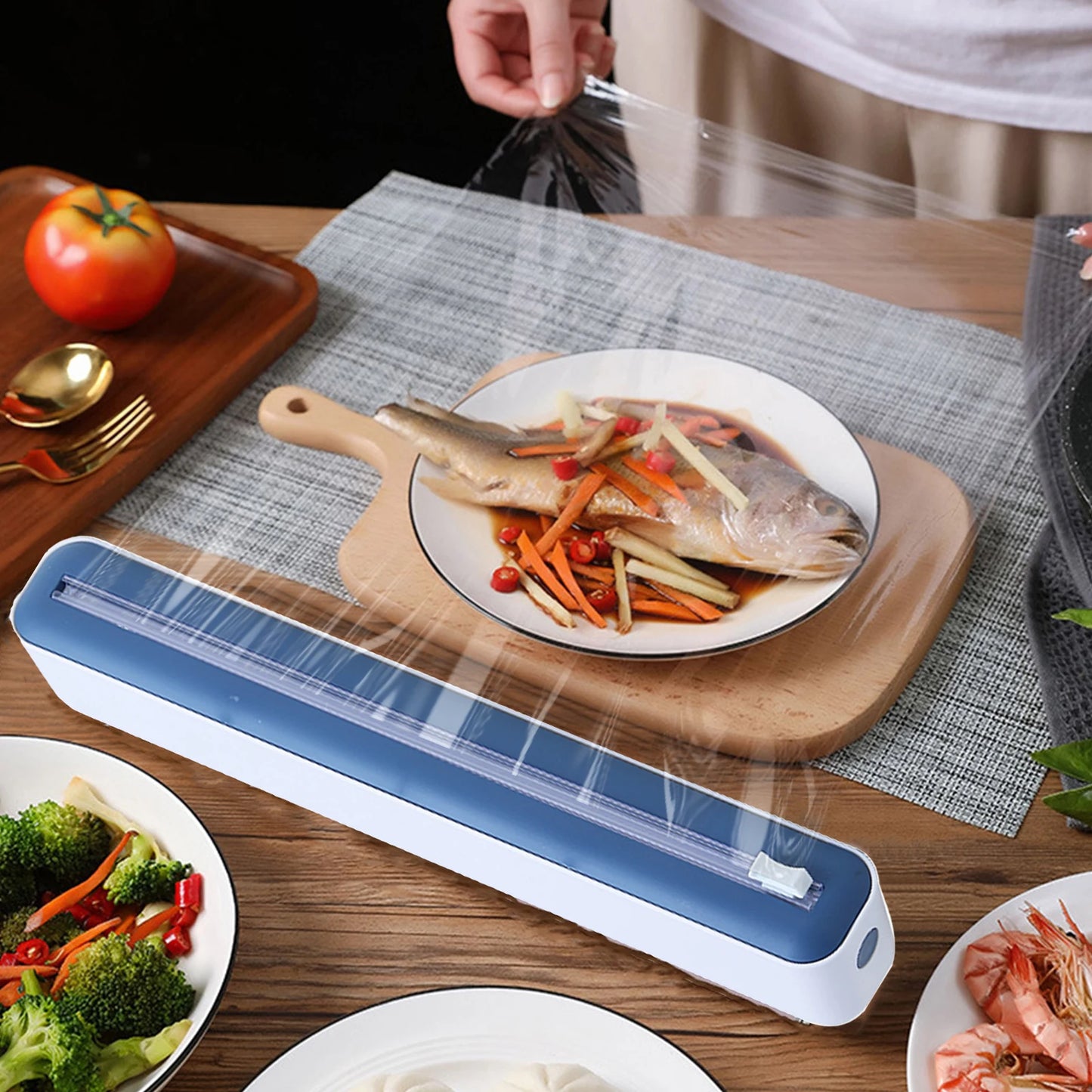 Food Film Dispenser Cutter Magnetic Plastic Cling Film Wrap Dispenser Aluminum Foil Stretch Film Cutter Kitchen Tool Accessories