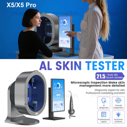 21.5 Inch X5 Facial Skin Analyzer, 3D AI Hair Scanner, 8 Spectrum Light, Beauty Analysis Machine for Salon Care
