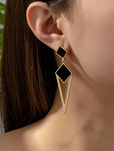 Diamond-Shaped Enamel Earrings — view 2