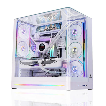 WJCOOLMAN AITO Plus ATX PC case 9.16-inch screen RGB light strip 360 water cooler Integrated curved glass computer case