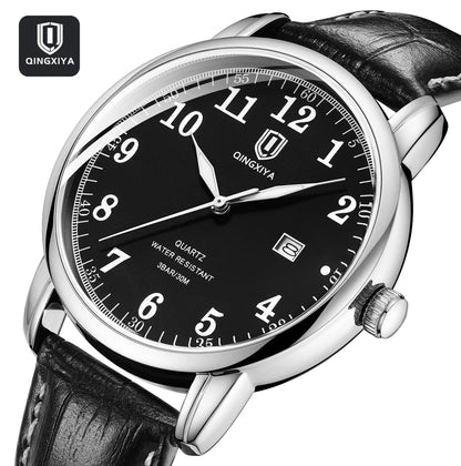 QINGXIYA Classic Business Watch  Men Calendar Quartz Watches Top Brand Luxury Leather Waterproof Mens Watches Relogio Masculino