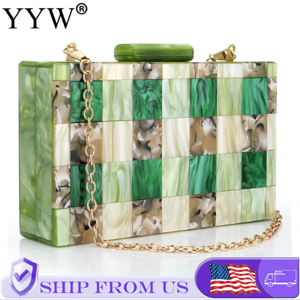 Acrylic Plaid Evening Clutch — view 1