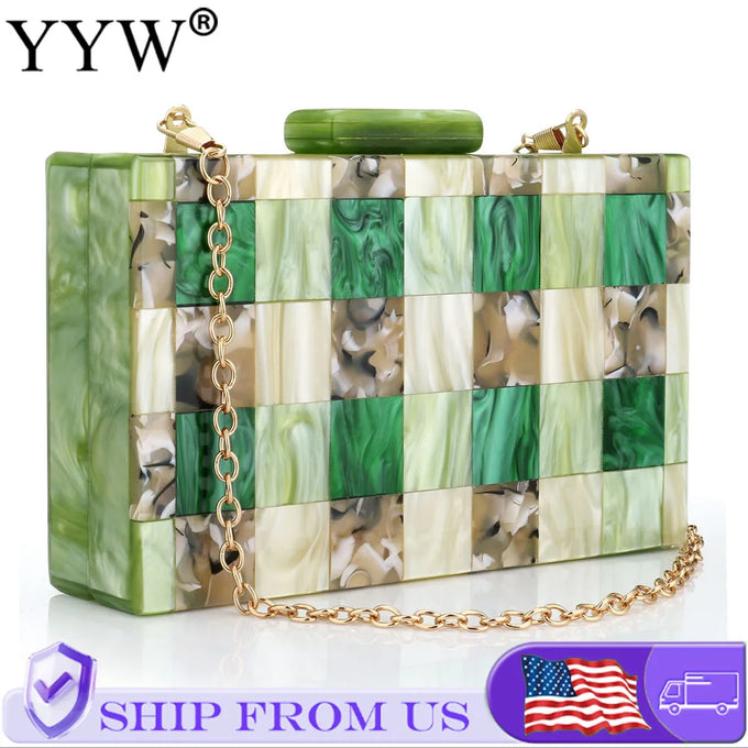 Acrylic Plaid Evening Clutch — view 1