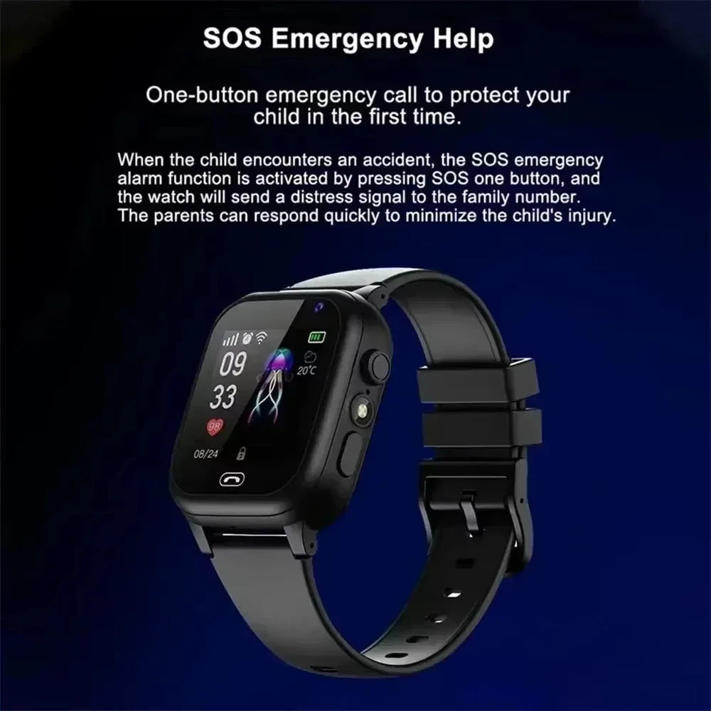 Lenovo 2027 Kids 5G Smart Watch GPS SOS Video Call HD Camera Waterproof SIM Card Support Earphone Child Watch for Boys & Girls
