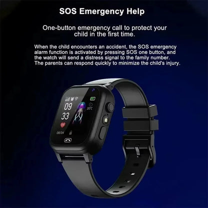 Lenovo 2027 Kids 5G Smart Watch GPS SOS Video Call HD Camera Waterproof SIM Card Support Earphone Child Watch for Boys & Girls