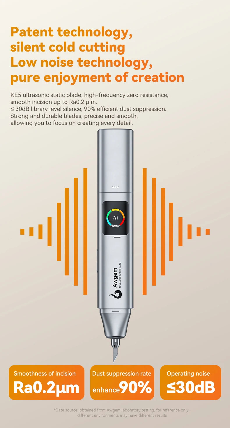 Awgem KE5 Handheld Ultrasonic Cutter Ultrasonic cutting knife DIY Electric Carving Tool for Plastic/Resin/3D Printing/Textile