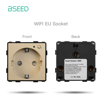 BSEED EU Stanndard Wifi Electrical Sockets Power Monitor Outlets Tuya Smart Life Alexa App Control Timing Function DIY Parts