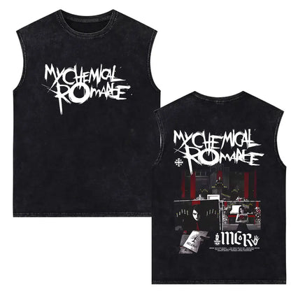 My Chemical Romance Vintage Washed Tank Tops Three Cheers for Sweet Revenge Sleeveless Vest Men Retro Punk Emo Rock Band T-shirt